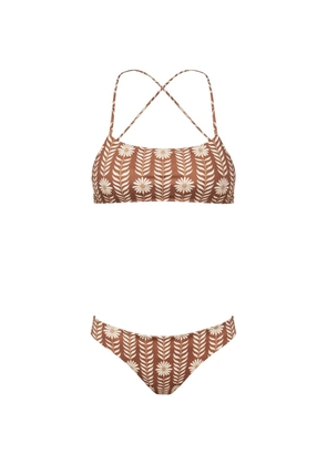 Osklen Daisy floral string swimsuit - Brown