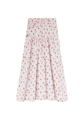 GANNI floral-print midi skirt - Neutrals