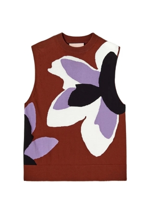 Plan C flower-print vest - Brown
