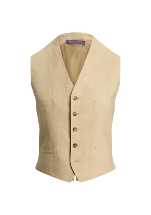Ralph Lauren Collection Jaiden V-neck buttoned linen vest - Neutrals