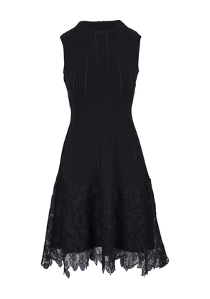 Lela Rose lace-hem knitted mini dress - Black