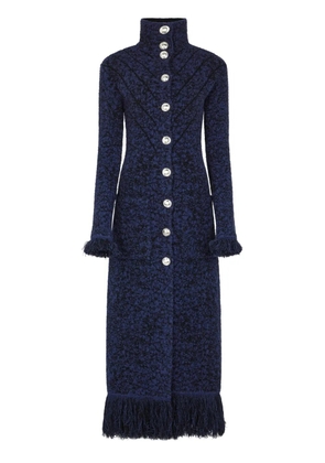 Rabanne single breasted coat with frayed detailing - Blue
