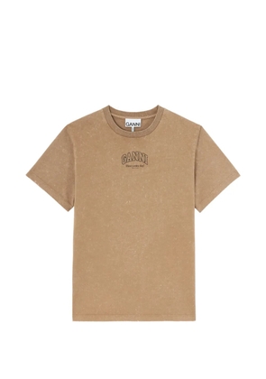 GANNI logo T-shirt - Brown