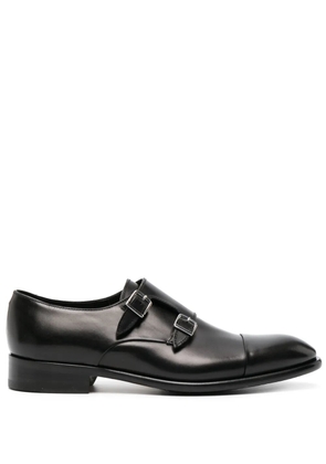 Doucal's double-strap leather monk shoes - Black