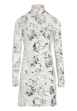 Giambattista Valli sequin macaramé mini dress - White