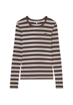 GANNI striped long-sleeve T-shirt - Brown