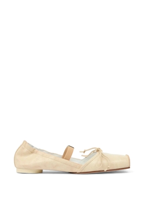 MM6 Maison Margiela square toe strap leather ballerina shoes - Neutrals