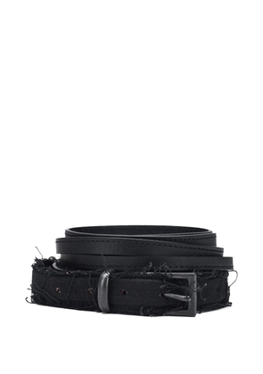 Y's frayed-edge leather belt - Black
