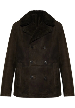 Yves Salomon double-breasted leather jacket - Brown