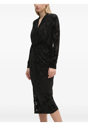 DVF Diane von Furstenberg floral long-sleeve midi dress - Black