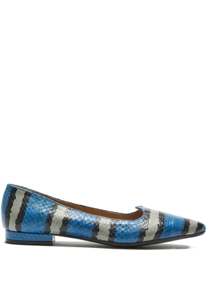 MALIPARMI striped-pattern pointed-toe flats - Blue