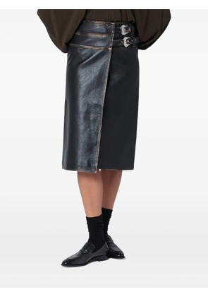 Namacheko buckle leather midi skirt - Black