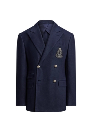 Ralph Lauren Purple Label double-breasted crest-embroidered jacket - Blue