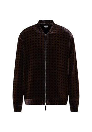 Giorgio Armani printed velvet shirt with zip - Brown