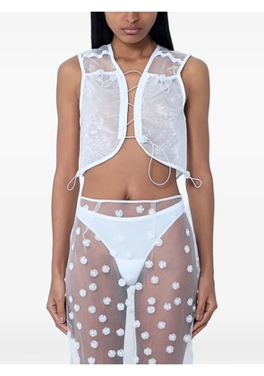 Cecilie Bahnsen flower-detail gilet - White