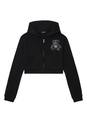 We11done bear-print zip-up hoodie - Black