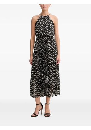 Morgan printed pleated midi dress - Black