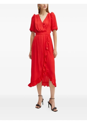 Morgan asymmetrical-hem V-neck midi dress - Red