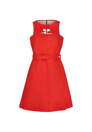 Courrèges Pre-Owned logo-detail belted dress - Red