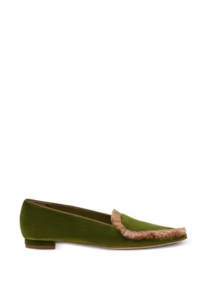 Manolo Blahnik fringed-detail loafers - Green
