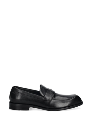 BOSS metal-finish leather loafers - Black