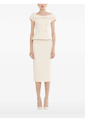 NISSA off-shoulder fitted blazer - Neutrals