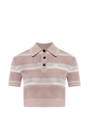AMIRI striped crochet-effect polo shirt - Pink