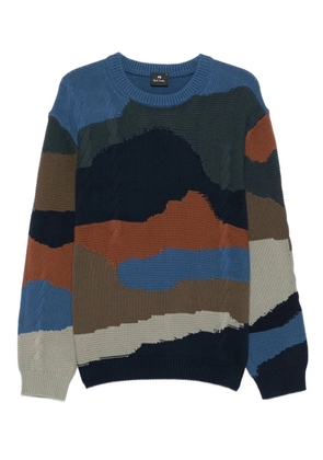 Paul Smith Mountains cable-knit colour-block sweater - Blue