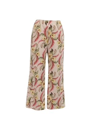 Oscar de la Renta Pre-Owned floral-print wide-leg trousers - Neutrals