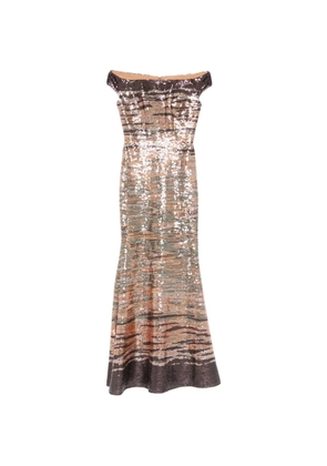 Elie Saab sequin striped maxi dress - Neutrals