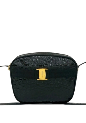 Ferragamo Pre-Owned 2010-2026 Croc Embossed Calfskin Vara crossbody bag - Black