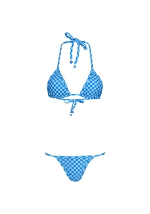 Amir Slama beaded checked bikini - Blue