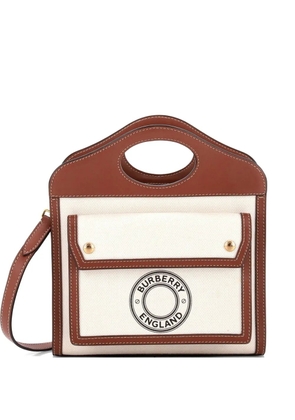 Burberry Pre-Owned Logo Pocket Tote Canvas with Leather Mini crossbody bag - Neutrals