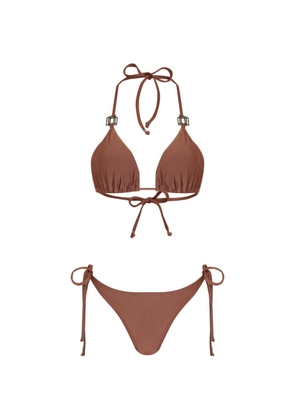 Amir Slama buckle-detail bikini - Brown