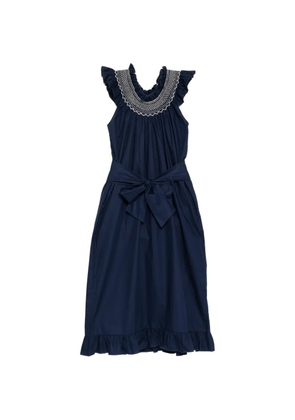 Loretta Caponi ruffled cotton midi dress - Blue