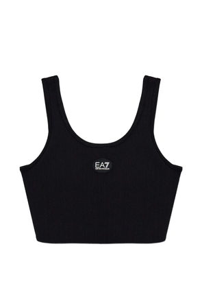Ea7 Emporio Armani logo-detail ribbed top - Black