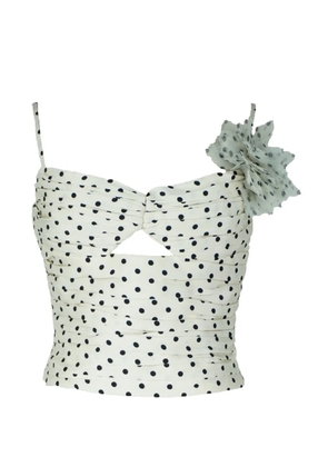 Self-Portrait polka-dot crop top - White
