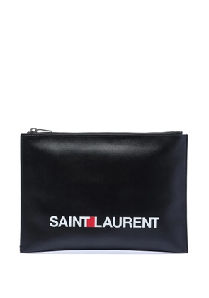Saint Laurent Pre-Owned 2017 Leather Logo clutch bag - Black