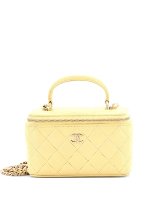 CHANEL Pre-Owned Classic Top Handle Vanity Case with Chain Quilted Lambskin Small crossbody bag - Yellow