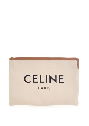 Celine Pre-Owned 2019 Large Canvas Logo clutch bag - Brown