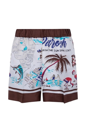 P.A.R.O.S.H. printed elasticated short - White