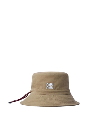 Miu Miu embroidered-logo bucket hat - Neutrals