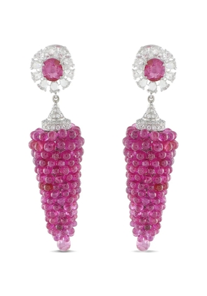 LB Exclusive white gold diamond and ruby earrings - Silver