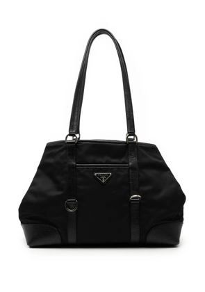 Prada Pre-Owned 2013-2026 Leather Trimmed Tessuto tote bag - Black