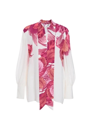 SIMONA CORSELLINI floral-print self-tie blouse - White