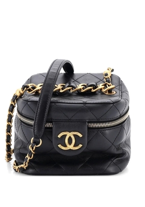 CHANEL Pre-Owned Chain Bar Vanity Case with Chain Quilted Calfskin Small crossbody bag - Black