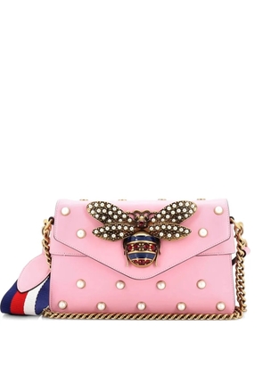 Gucci Pre-Owned Broadway Pearly Bee Embellished Leather Mini shoulder bag - Pink