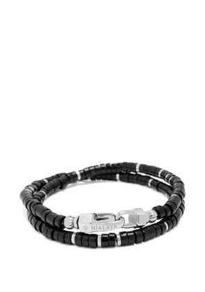 Nialaya Jewelry onyx-bead wrap bracelet - Silver