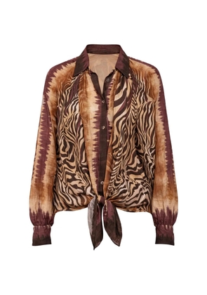 Mihos tie-front printed shirt - Neutrals