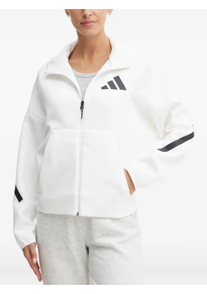adidas logo-detail zip-up hoodie - White